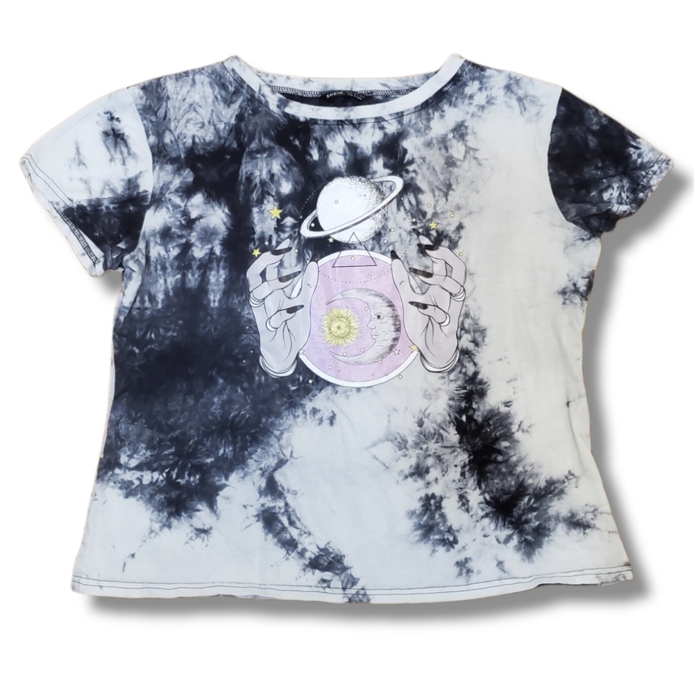 Tie-dye T-shirt with Moon and Planet Graphic Size XL